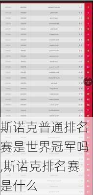 斯诺克普通排名赛是世界冠军吗,斯诺克排名赛是什么