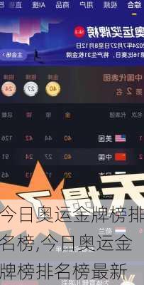 今日奥运金牌榜排名榜,今日奥运金牌榜排名榜最新