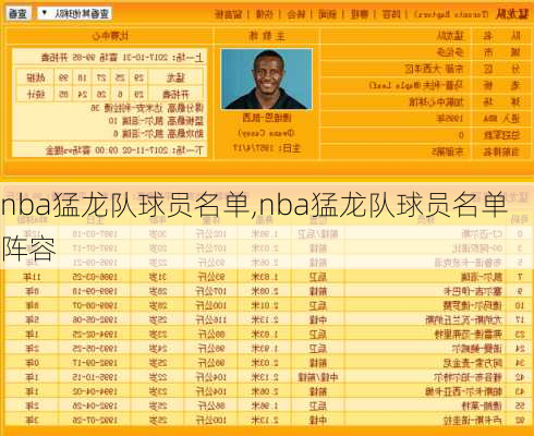 nba猛龙队球员名单,nba猛龙队球员名单阵容