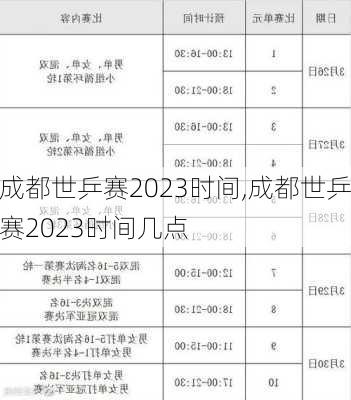 成都世乒赛2023时间,成都世乒赛2023时间几点