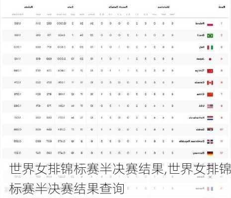 世界女排锦标赛半决赛结果,世界女排锦标赛半决赛结果查询