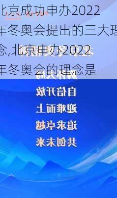 北京成功申办2022年冬奥会提出的三大理念,北京申办2022年冬奥会的理念是