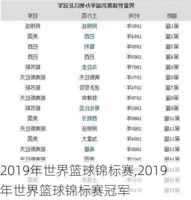 2019年世界篮球锦标赛,2019年世界篮球锦标赛冠军